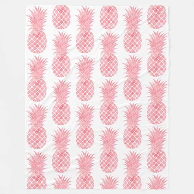 Couverture Polaire Aquarelle rose orangé de Pêche Ananas tropical (Devant)