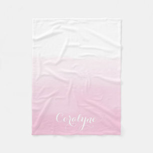 Couverture Polaire Aquarelle rose pâle Ombre personnalisé