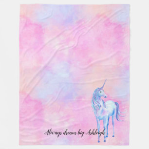 Couverture Polaire Aquarelle rose Purple Unicorne