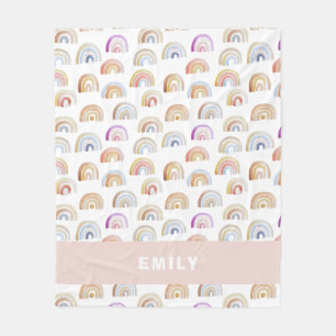 Couverture Polaire Aquarelle rose tendance arc-en-ciel