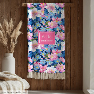 Couverture Polaire Aquarelle rose vif moderne cadeau mariage preppy