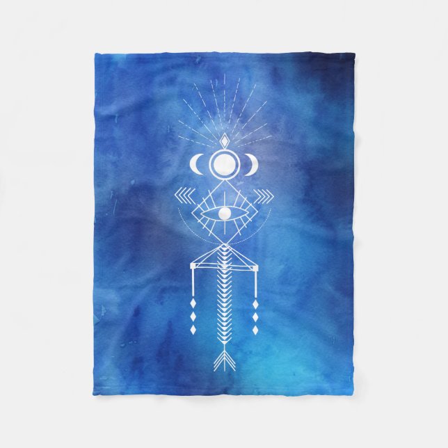 Couverture Polaire *~* Aquarelle sacrée Shaman Primal Aztec Tribal (Devant)
