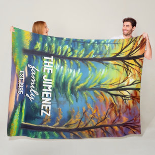 Couverture Polaire Aquarelle simple moderne Nom de famille