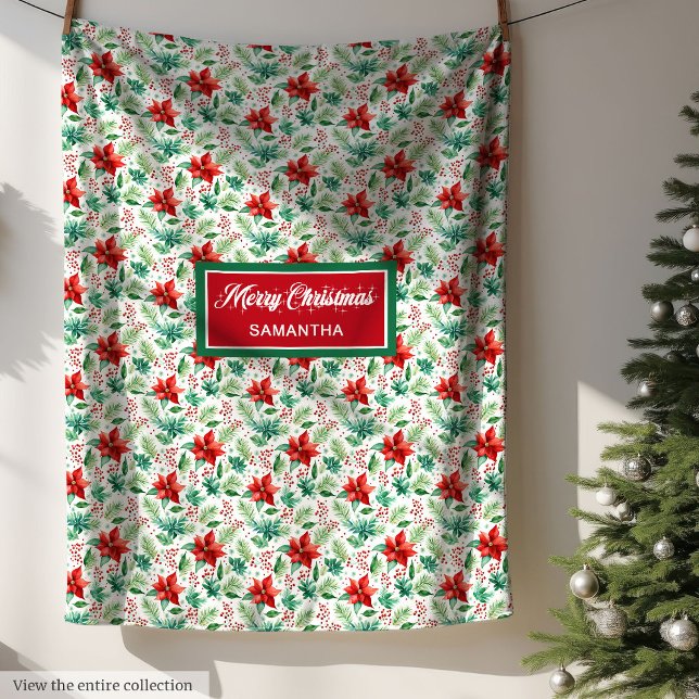 Couverture Polaire Aquarelle tendance nom personnalisé classique cade (Trendy watercolor custom name classic gift fleece)