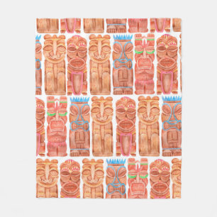 Couverture Polaire Aquarelle tiki hawaii totem sans couture motif