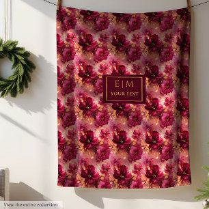 Couverture Polaire Aquarelle Unique Blush Burgundy Or Jeu Personnalis