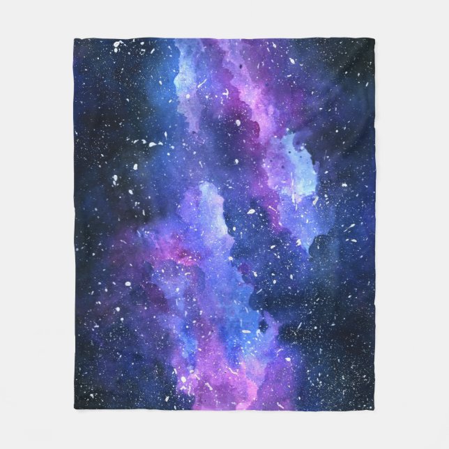 Couverture Polaire Aquarelle Universe de l'espace galaxique violet (Devant)