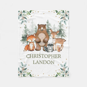 Couverture Polaire Aquarelle verte Forêt forestière Boy Nursery