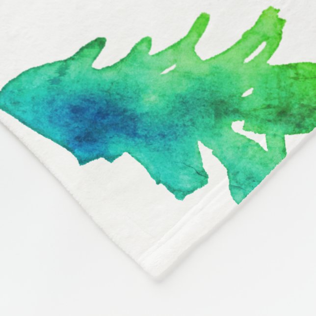 Couverture Polaire Aquarelle verte Pins de la forêt (Coin)