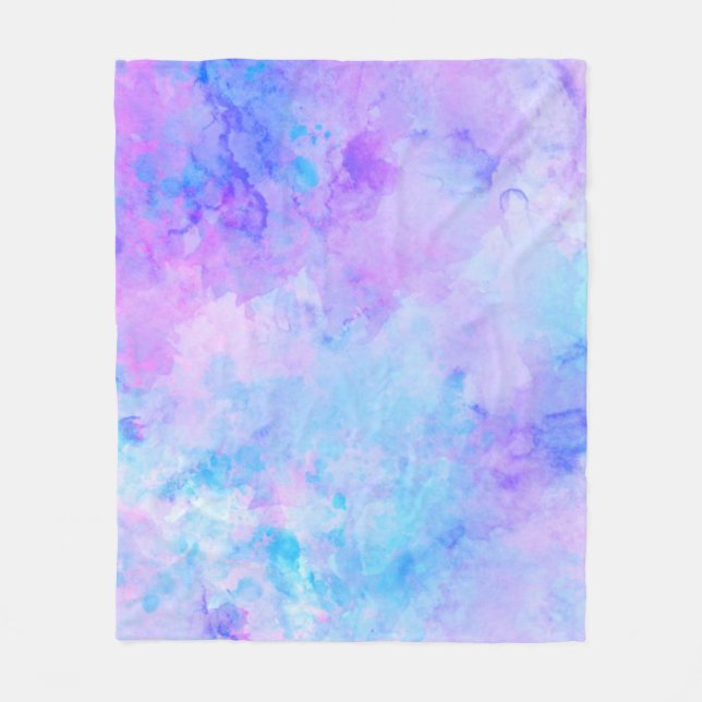 Couverture Polaire Aquarelle violette et turquoise (Devant)
