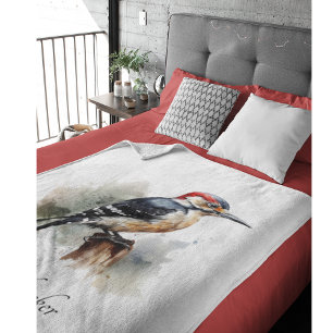 Couverture Polaire Aquarelle Woodland Pic, coutume