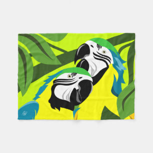 Couverture Polaire Ara jaune et bleu