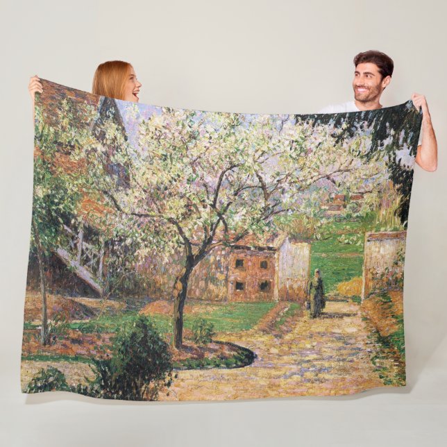 Couverture Polaire Arbre à prune, Eragny Camille Pissarro (En situation)