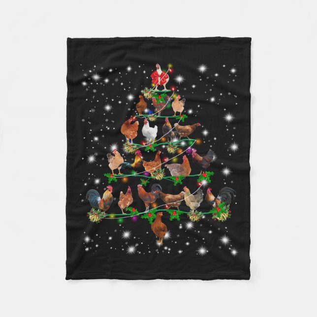Couverture Polaire Arbre De Noël De Poulet Couvert De Lampe De Feu (Devant)