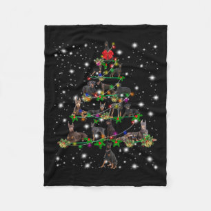 Couverture Polaire Arbre De Noël Doberman Couvert De Lampe De Feu
