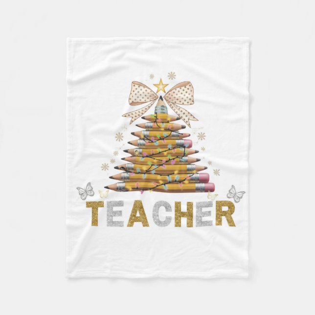 Couverture Polaire Arbre de Noël Enseignant Vie Cadeau Enseignant Fle (Devant)