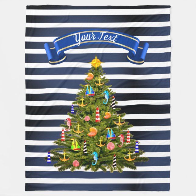 Couverture Polaire Arbre de Noël nautique personnalisé (Devant)