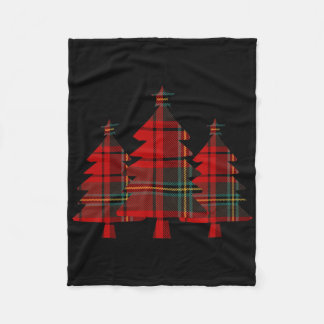 Couverture Polaire Arbre de Noël Rouge Plaid Pine Trees