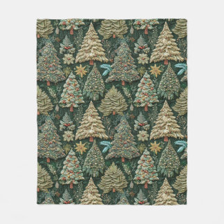 Couverture Polaire Arbre de Noël sans couture de la forêt des Fêtes v