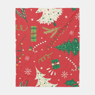 Couverture Polaire Arbre de Noël vintage : design ornemental.