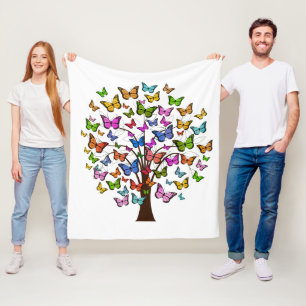 Couverture Polaire Arbre papillon de couleur vive