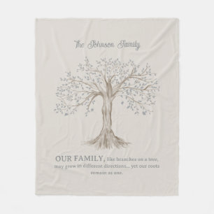 Couverture Polaire Arbre peint à la main Citation de famille personna