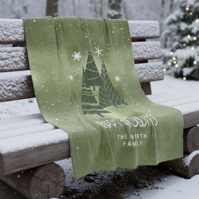 Couverture Polaire Arbres de Noël et flocons de neige Green ID863 (Créateur téléchargé)