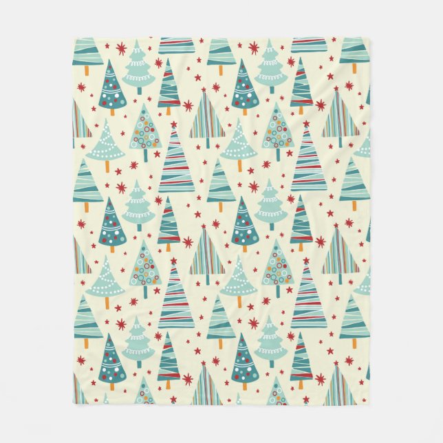 Couverture Polaire Arbres de Noël modernes Motif d'hiver (Devant)