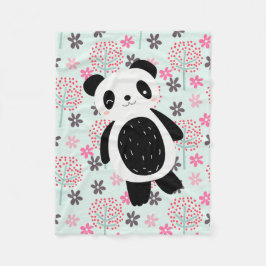 Couverture Polaire Arbres, fleurs et ours de panda