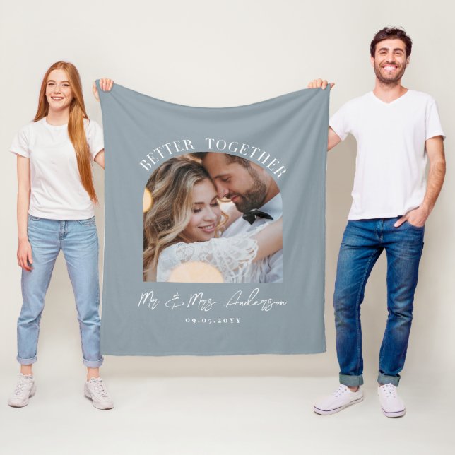 Couverture Polaire Arc bleu poussiéreux photo mariage cadeau décorati (En situation)