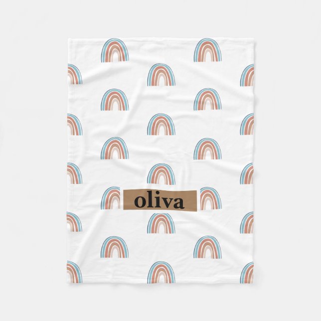 Couverture Polaire Arc-en-ciel beige et bleu (Devant)