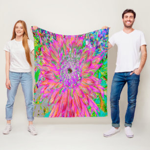 Couverture Polaire Arc-en-ciel coloré Abstrait Dahlia Flower