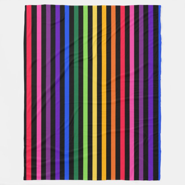 Couverture Polaire Arc-en-ciel et rayures noires (Devant)