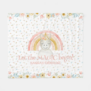 Couverture Polaire Arc-en-ciel magique d'aquarelle de décor de crèche