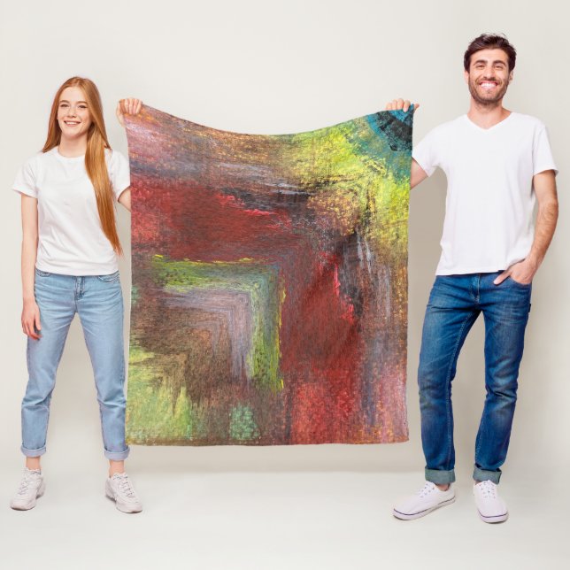 Couverture Polaire Arc-en-ciel Textural Abstrait (En situation)