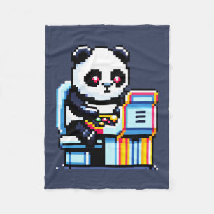 Couverture Polaire Arcade Panda Gamer - Retro Pixel Art Gaming Design