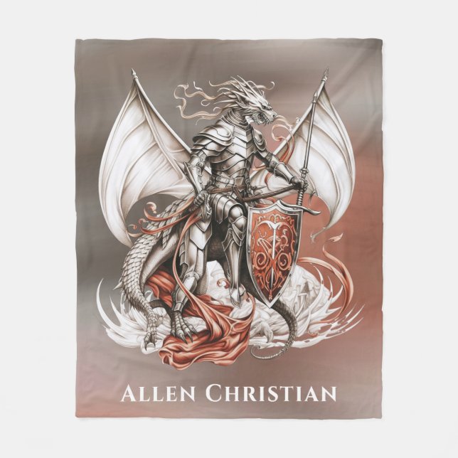 Couverture Polaire Argent Armor Dragon Orange Anniversaire cadeau (Devant)