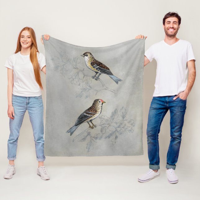 Couverture Polaire Argent | Deux oiseaux (En situation)