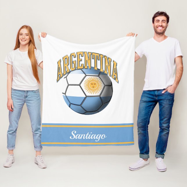 Couverture Polaire Argentine Drapeau de Football Ball | Name (En situation)