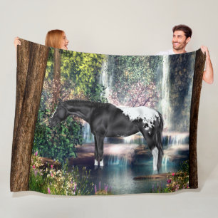 Couverture Polaire Arrière - plan de chute d'eau Black Appaloosa Hors