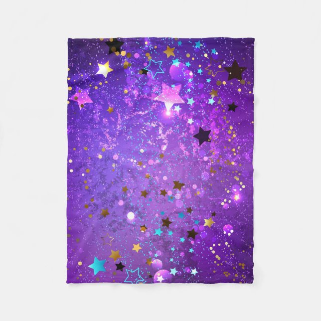 Couverture Polaire Arrière - plan de feuille violet avec étoiles (Devant)