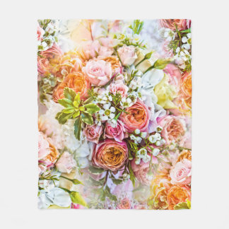 Couverture Polaire Arrière - plan de fleurs d'été, bouquets de fleurs