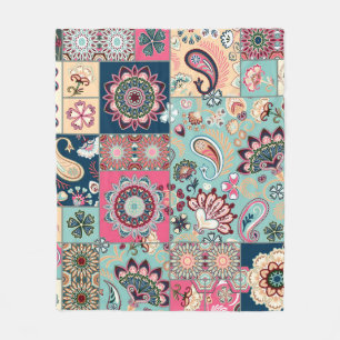Couverture Polaire Arrière - plan de patchwork sans couture avec cach