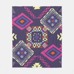 Couverture Polaire Arrière - plan géométrique tribal, primitif.