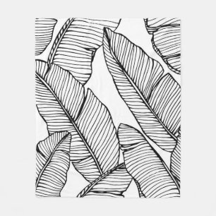 Couverture Polaire Arrière - plan motif de feuille de bananier sans
