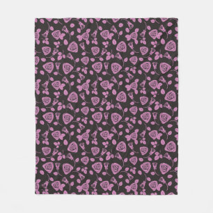 Couverture Polaire Arrière - plan rose floral