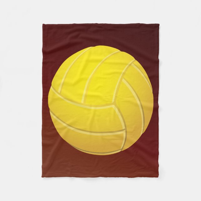 Couverture Polaire Arrière - plan rouge terre de volley-ball jaune (Devant)