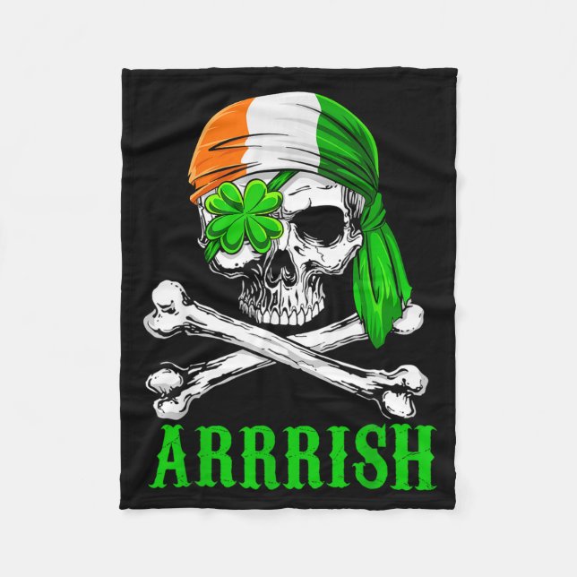 Couverture Polaire Arrish Irish Rate Skull St Patricks Day Clover Gif (Devant)