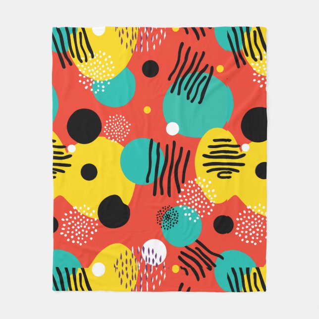 Couverture Polaire Art Abstrait Coloré Pop Rétro (Devant)