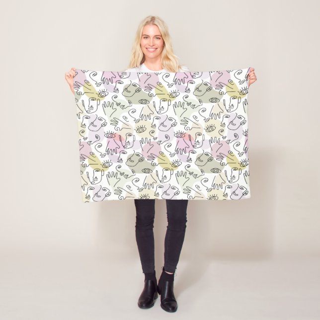 Couverture Polaire Art Abstrait de ligne Doodle Doodle Doodle (En situation)